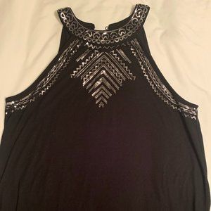 (Special Occasion) Black Sleeveless Top w/ Silver Detailing